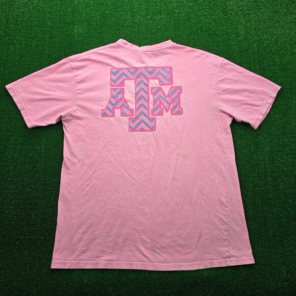 Texas A&M Aggies Tshirt Mens XL Pink‎ Classic Short Sleeve NCAA Football Sports - Picture 9 of 10